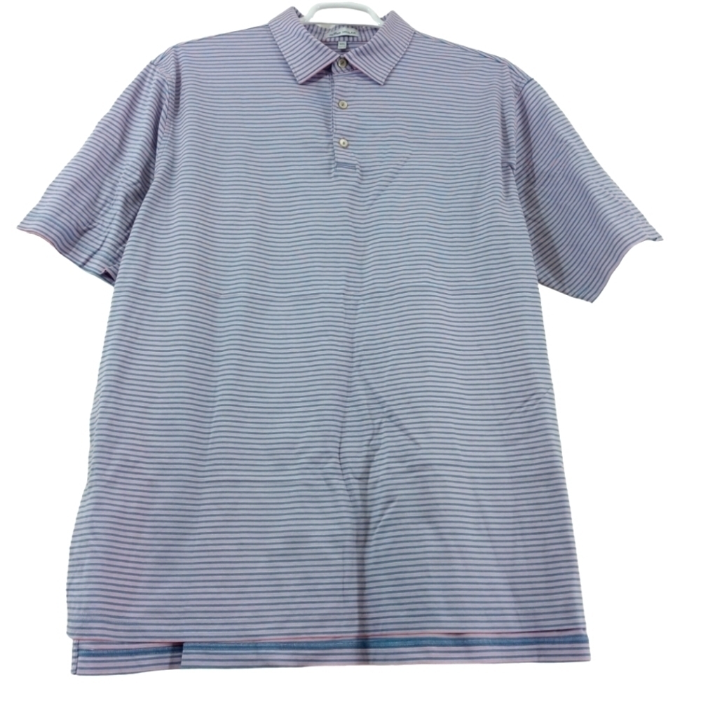 Peter Millar Stripes Short Sleeve Collar Polo‎ Shirt Sz XXL
